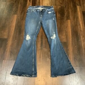 Arizona Jean Co Extreme Low-Rise Y2K Flare Distressed Jeans Blue Size 7